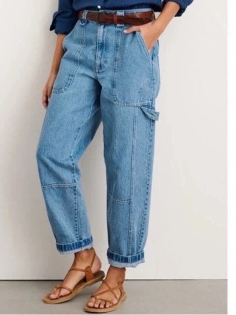 Alex Mill Phoebe Carpenter Tapered Leg Utility Jeans Vintage Wash Denim Size 27